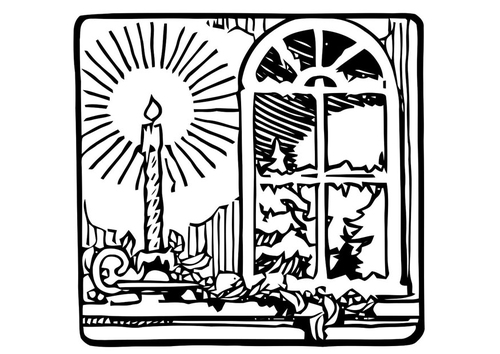 coloriage bougie de noel a la fenetre